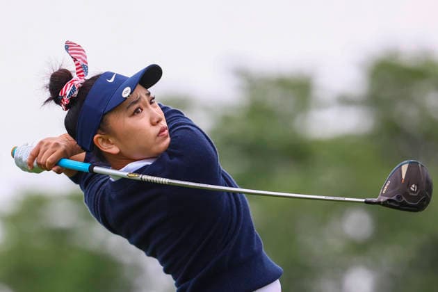 June 25, 2026, Chaska, Minnesota, United States: LUCY LI hits a shot at hole three. This is the first day of the 2026 KPMG WomenÃ¢â‚¬â ¢s PGA, Golf Herren Championship at Hazeltine National Golf Course in Chaska Minnesota. Chaska United States - ZUMAt166 20260625_zsp_t166_035 Copyright: xMichaelxTurnerx