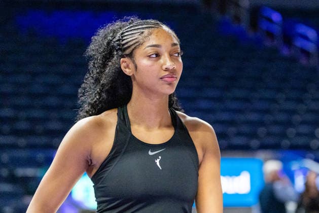 SAN FRANCISCO, CA - JUNE 24: Angel Reese 5 of the Atlanta Dream looks on before a game against the Golden State Valkyries on June 24, 2026 at Chase Center in San Francisco, CA. (Photo by Matthew Huang Icon Sportswire) WNBA, Basketball Damen, USA JUN 24 Atlanta Dream at Golden State Valkyries EDITORIAL USE ONLY Icon260624002