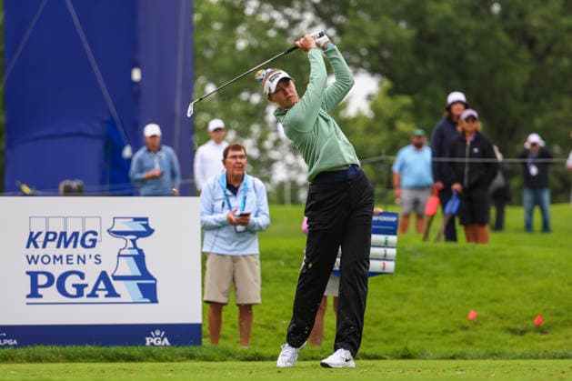 June 25, 2026, Chaska, Minnesota, United States: NELLY KORDA tees off at hole four. This is the first day of the 2026 KPMG WomenÃ¢â‚¬â ¢s PGA, Golf Herren Championship at Hazeltine National Golf Course in Chaska Minnesota. Chaska United States - ZUMAt166 20260625_zsp_t166_062 Copyright: xMichaelxTurnerx