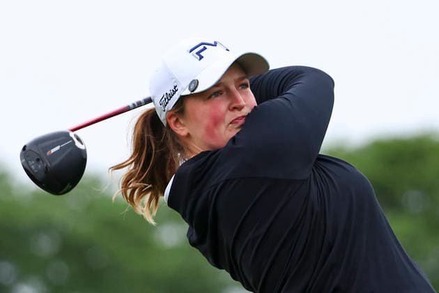 June 25, 2026, Chaska, Minnesota, United States: LOTTIE WOAD watches her drive at hole three. This is the first day of the 2026 KPMG WomenÃ¢â‚¬â ¢s PGA, Golf Herren Championship at Hazeltine National Golf Course in Chaska Minnesota. Chaska United States - ZUMAt166 20260625_zsp_t166_065 Copyright: xMichaelxTurnerx