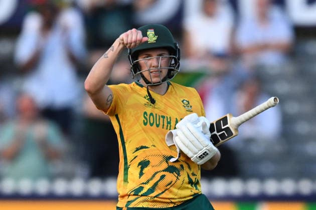 South Africa Women v Netherlands Women, ICC Women s T20 World Cup 100 - Tasmin Brits of South Africa celebrates scoring a century during the ICC Women s T20 World Cup match between South Africa Women and Netherlands Women at the Seat Unique Stadium, Bristol, UK on 25 June 2026. Bristol Seat Unique Stadium Gloucestershire UK Editorial use only , Copyright: xGrahamxHuntx PSI-24401-0044