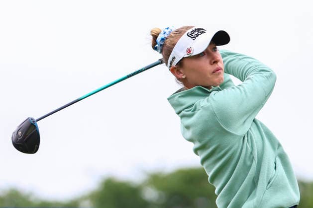 June 25, 2026, Chaska, Minnesota, United States: NELLY KORDA watches her drive at hole three. This is the first day of the 2026 KPMG WomenÃ¢â‚¬â ¢s PGA, Golf Herren Championship at Hazeltine National Golf Course in Chaska Minnesota. Chaska United States - ZUMAt166 20260625_zsp_t166_086 Copyright: xMichaelxTurnerx