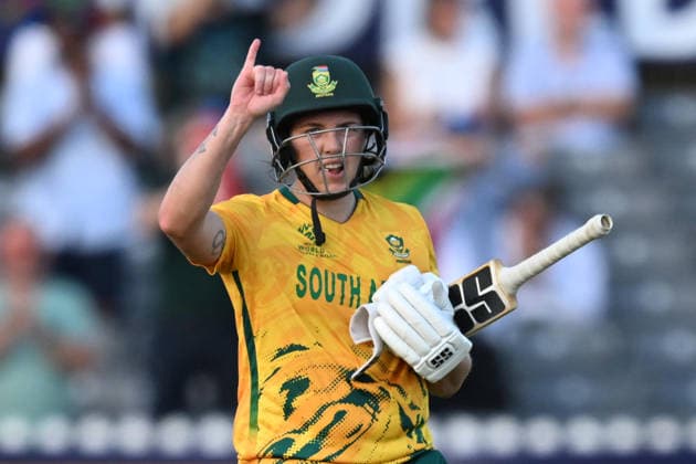 South Africa Women v Netherlands Women, ICC Women s T20 World Cup 100 - Tasmin Brits of South Africa celebrates scoring a century during the ICC Women s T20 World Cup match between South Africa Women and Netherlands Women at the Seat Unique Stadium, Bristol, UK on 25 June 2026. Bristol Seat Unique Stadium Gloucestershire UK Editorial use only , Copyright: xGrahamxHuntx PSI-24401-0047