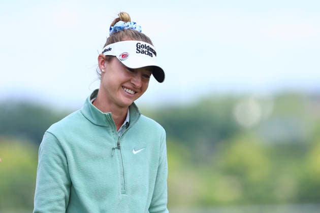 June 25, 2026, Chaska, Minnesota, United States: NELLY KORDA smiles after making a putt at hole ten. This is the first day of the 2026 KPMG WomenÃ¢â‚¬â ¢s PGA, Golf Herren Championship at Hazeltine National Golf Course in Chaska Minnesota. Chaska United States - ZUMAt166 20260625_zsp_t166_115 Copyright: xMichaelxTurnerx