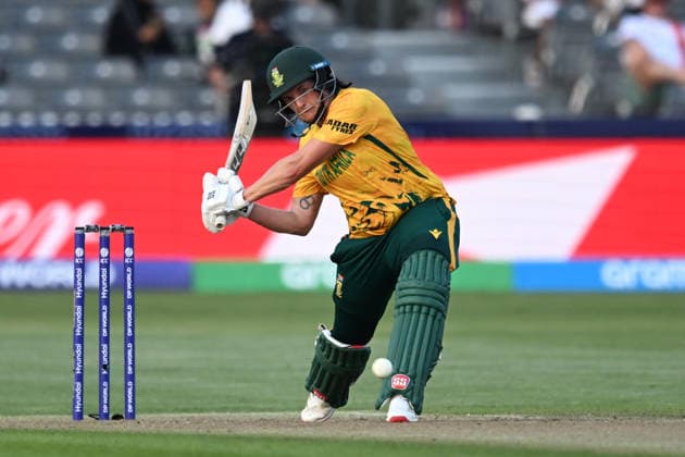 South Africa Women v Netherlands Women, ICC Women s T20 World Cup 100 - Tasmin Brits of South Africa hits the ball over the boundary for six runs to bring up her century during the ICC Women s T20 World Cup match between South Africa Women and Netherlands Women at the Seat Unique Stadium, Bristol, UK on 25 June 2026. Bristol Seat Unique Stadium Gloucestershire UK Editorial use only , Copyright: xGrahamxHuntx PSI-24401-0054