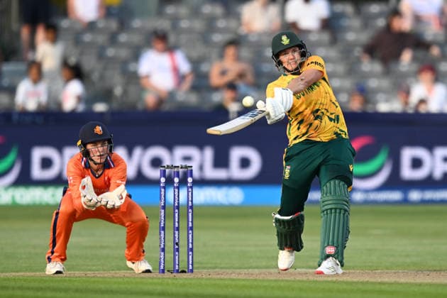 South Africa Women v Netherlands Women, ICC Women s T20 World Cup Tasmin Brits of South Africa hits the ball to the boundary for four runs during the ICC Women s T20 World Cup match between South Africa Women and Netherlands Women at the Seat Unique Stadium, Bristol, UK on 25 June 2026. Bristol Seat Unique Stadium Gloucestershire UK Editorial use only , Copyright: xGrahamxHuntx PSI-24401-0058