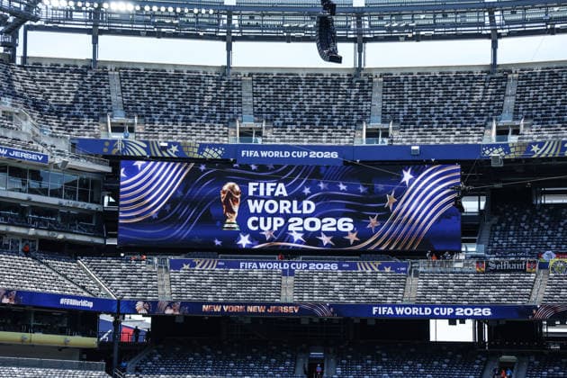 Fussball, FIFA World Cup, WM, Weltmeisterschaft, Fussball 2026 Gruppe E - 3.Spieltag Ecuador - Deutschland 25.05.2026, New-York-New-Jersey-Stadion Logo FIFA World Cup 2026 New York New-York-New-Jersey-Stadion New Jersey Vereinigte Staaten von Amerika *** Sports, Soccer, 2026 FIFA World Cup Group E Matchday 3: Ecuador vs. Germany, May 25, 2026, New York–New Jersey Stadium, 2026 FIFA World Cup Logo, New York–New Jersey Stadium, New Jersey, United States of America