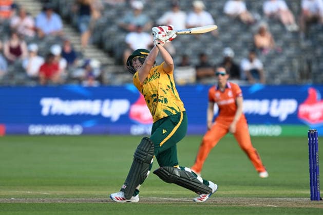 South Africa Women v Netherlands Women, ICC Women s T20 World Cup Annerie Dercksen of South Africa plays an attacking shot during the ICC Women s T20 World Cup match between South Africa Women and Netherlands Women at the Seat Unique Stadium, Bristol, UK on 25 June 2026. Bristol Seat Unique Stadium Gloucestershire UK Editorial use only , Copyright: xGrahamxHuntx PSI-24401-0067