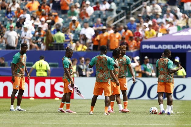 FIFA World Cup, WM, Weltmeisterschaft, Fussball 2026 - Group E - Curacao vs Ivory Coast Players of Ivory Coast warm up ahead of the FIFA World Cup 2026 group stage match Curacao against Ivory Coast, in Philadelphia, Pennsylvania, USA, 25 June 2026. PHILADELPHIA United States  Copyright: xWILLxOLIVERx