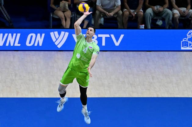LJUBLJANA, SLOVENIA - JUNE 25: Jan Kozamernik of Slovenia during the FIVB Men s Volleyball Nations League match between Slovenia and Bulgaria at Arena Stozice, Ljubljana on June 25, 2026 in Ljubljana, Slovenia. (Photo by Igor Kupljenik Sports Press Photo).  Copyright: xIgorxKupljenikx xSPPx Sportspressphoto_SPR176685