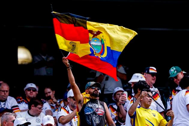 supporter with the flags of Ecuador and Germany , Group E - FIFA World Cup, WM, Weltmeisterschaft, Fussball 2026, Ecuador v Germany, New York New Jersey Stadium, June 25, 2026, East Rutherford, United States.