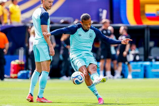 Leroy Sane of Germany warms up , Group E - FIFA World Cup, WM, Weltmeisterschaft, Fussball 2026, Ecuador v Germany, New York New Jersey Stadium, June 25, 2026, East Rutherford, United States.
