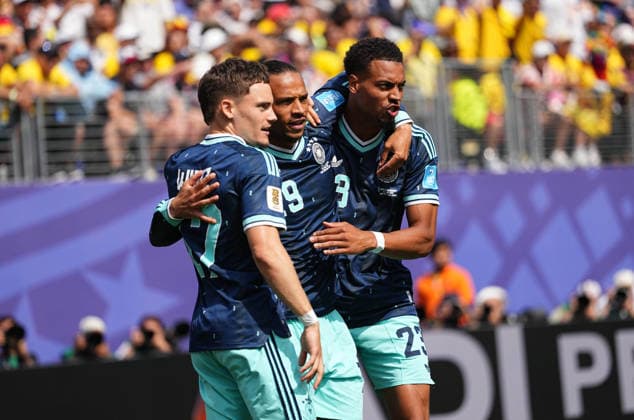 Leroy Sane (Germany) scores and celebrates his teams first goal during Ecuador and Germany, Group I FIFA World Cup, WM, Weltmeisterschaft, Fussball 2026, Met Life Stadium, New jersey, USA on June 25, 2026. Thor Wegner DeFodi Images. (Photo by DeFodi Images) - *** Leroy Sané of Germany scores and celebrates his team s first goal during the match between Ecuador and Germany in Group I of the 2026 FIFA World Cup at MetLife Stadium in New Jersey, USA, on June 25, 2026. Photo by DeFodi Images (Thor Wegner)