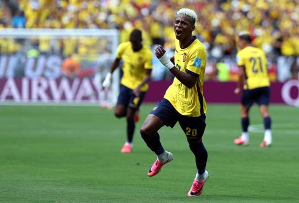 FIFA World Cup, WM, Weltmeisterschaft, Fussball 2026 - Group E - Ecuador vs Germany Nilson Angulo of Ecuador celebrates scoring the 1-1 during the FIFA World Cup 2026 group stage match Ecuador against Germany, in New Jersey, USA, 25 June 2026. NEW JERSEY United States  Copyright: xSARAHxYENESELx