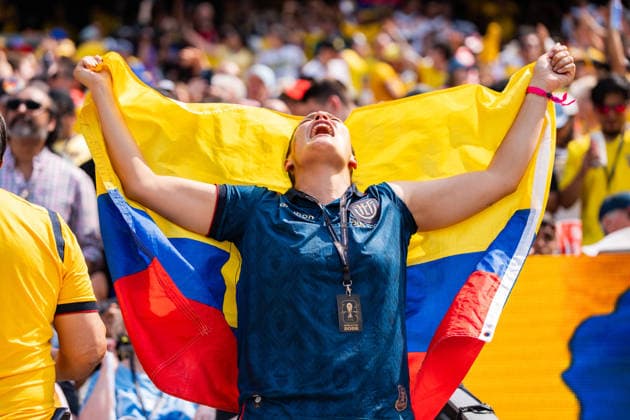 FIFA Fussball Weltmeisterschaft 2026, Gruppe E, Spiel 3, Ecuador vs Deutschand, 25.06.2026, Metlife-Stadion in New Jersey Deutschland und Ecuador Fans Fahnen Zuschauer *** 2026 FIFA World Cup, Group E, Match 3, Ecuador vs. Germany, June 25, 2026, MetLife Stadium in New Jersey; Germany and Ecuador fans, flags, spectators Copyright: xBahhoxKarax