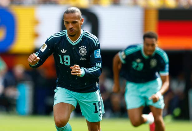 New Jersey, USA, 25th June 2026. Leroy Sane of Germany celebrates after scoring to make it 1-0 during the Ecuador vs Germany FIFA World Cup, WM, Weltmeisterschaft, Fussball match at Metlife Stadium, New Jersey. Picture credit should read: Paul Terry Sportimage EDITORIAL USE ONLY. No use with unauthorised audio, video, data, fixture lists, club league logos or live services. Online in-match use limited to 120 images, no video emulation. No use in betting, games or single club league player publications. SPI_030_PT_Ecuador_Germany SPI-4841-0030