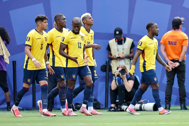 25.06.2026, Fussball, Herren, FIFA Weltmeisterschaft 2026, Vorrunde, Gruppe E, New York, Ecuador - Deutschland, Torjubel zum 1:1, Torschütze: Nilson Angulo (Ecuador) New York MetLife Stadium New York Vereinigte Staaten von Amerika (US) *** June 25, 2026, Soccer, Men s, 2026 FIFA World Cup, Group Stage, Group E, New York, Ecuador vs. Germany, Celebration of the 1-1 goal, Goal scorer: Nilson Angulo, Ecuador, New York, MetLife Stadium, New York, United States of America, US Copyright: xSebastianxBachx