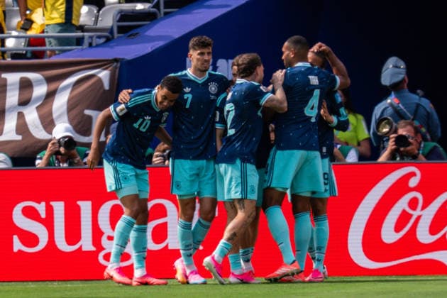 FIFA Fussball Weltmeisterschaft 2026, Gruppe E, Spiel 3, Ecuador vs Deutschand, 25.06.2026, Metlife-Stadion in New Jersey Tor zum 0:1 durch Leroy Sane (Deutschland) *** 2026 FIFA World Cup, Group E, Match 3, Ecuador vs. Germany, June 25, 2026, MetLife Stadium in New Jersey. Goal to make it 0–1 by Leroy Sané (Germany) Copyright: xBahhoxKarax