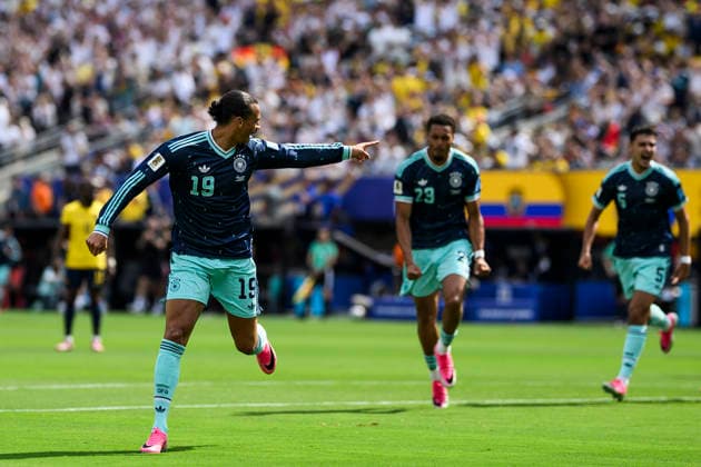 Ecuador v Germany - FIFA World Cup, WM, Weltmeisterschaft, Fussball 2026 Leroy Sane of Germany celebrates aftere scoring the opening goal during the FIFA World Cup 2026 Group E football match between Ecuador and Germany. East Rutherford United States Copyright: xNicolòxCampox