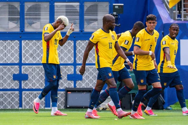 FIFA Fussball Weltmeisterschaft 2026, Gruppe E, Spiel 3, Ecuador vs Deutschand, 25.06.2026, Metlife-Stadion in New Jersey Tor zum 1:1 durch Nilson Angulo (Ecuador) *** 2026 FIFA World Cup, Group E, Match 3, Ecuador vs. Germany, June 25, 2026, MetLife Stadium in New Jersey. Nilson Angulo scores the 1-1 goal for Ecuador. Copyright: xBahhoxKarax