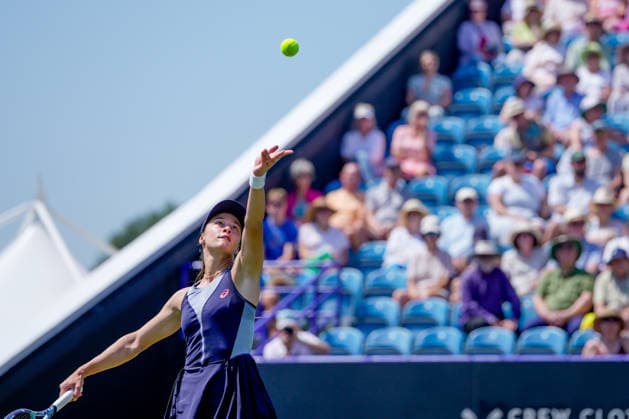 Lexus Eastbourne Open - Day Four Zeynep Sonmez of Turkey competes against third seed Jelena Ostapenko of Latvia during their quarterfinal match at the 2026 Lexus Eastbourne Open Women s tennis tournament at the Devonshire Park Lawn Tennis Club in Eastbourne, England, on June 25, 2026. Eastbourne United Kingdom  Copyright: xOwenxHammondx originalFilename:hammond-2026lexu260625_npMmD.jpg