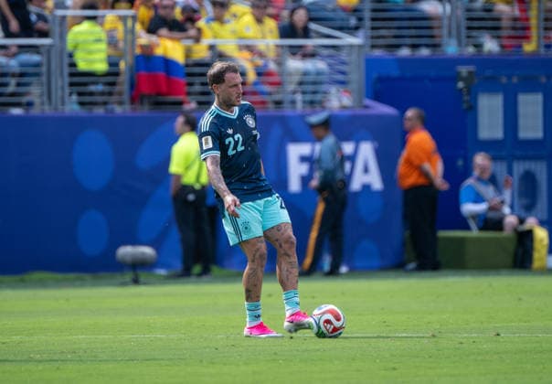 Fußball, Herren, FIFA World Cup, WM, Weltmeisterschaft, Fussball 2026, Spiel in New York New Jersey, Ecuador - Deutschland (Gruppe E, 3. Spieltag), David Raum (Deutschland), 25.06. 2026, *** Soccer, Men s, 2026 FIFA World Cup, Match in New York, New Jersey, Ecuador vs. Germany, Group E, Matchday 3, David Raum (Germany), June 25, 2026, Copyright: xMatthiasxKochx