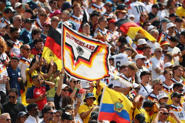 Ecuador v Germany: Group E - FIFA World Cup, WM, Weltmeisterschaft, Fussball 2026 German fans with flags before the FIFA World Cup 2026 Group C match between Brazil and Morocco at New York New Jersey Stadium on June 13, 2026 in East Rutherford, United States. East Rutherford New York New Jersey Stadium NJ United States Copyright: xAllstarxPicturexLibraryxLtdx