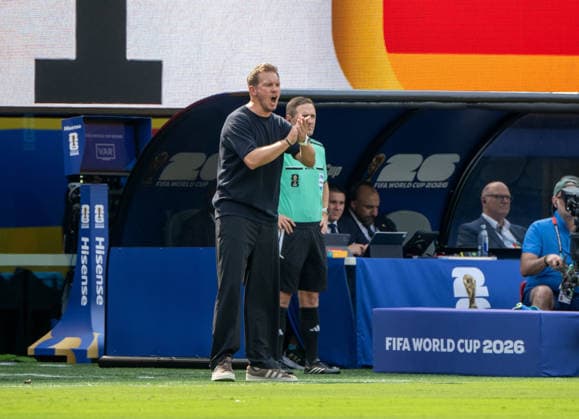 Fußball, Herren, FIFA World Cup, WM, Weltmeisterschaft, Fussball 2026, Spiel in New York New Jersey, Ecuador - Deutschland (Gruppe E, 3. Spieltag), Trainer Julian Nagelsmann (Deutschland), 25.06. 2026, *** Soccer, Men s, 2026 FIFA World Cup, Match in New York, New Jersey, Ecuador vs. Germany, Group E, Matchday 3, Coach Julian Nagelsmann (Germany), June 25, 2026, Copyright: xMatthiasxKochx