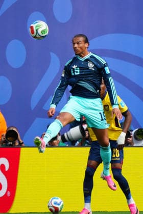 Kopfball Leroy Sane (Deutschland Germany) - New York 25.06.2026: Deutschland vs. Ecuador, MetLife Stadium, World Cup 26 Gruppe E, 3. Spieltag *** Header by Leroy Sané, Germany, New York, June 25, 2026, Germany vs. Ecuador, MetLife Stadium, World Cup 26, Group E, Matchday 3