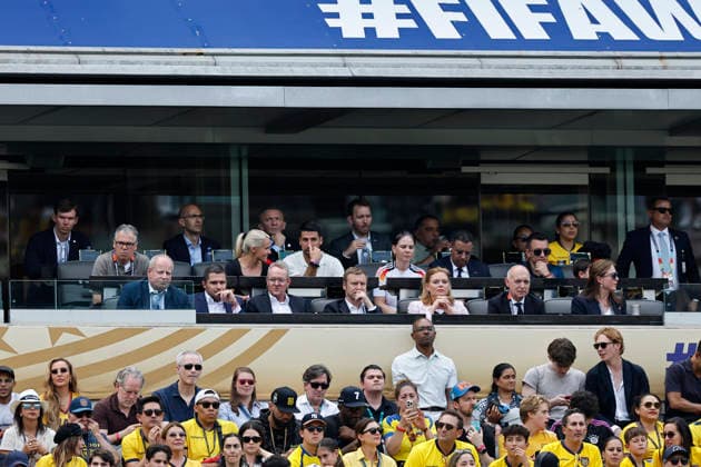 25.06.2026, Fussball, Herren, FIFA Weltmeisterschaft 2026, Vorrunde, Gruppe E, New York, Ecuador - Deutschland, Geschäftsführer Andreas Rettig (Deutscher Fußball-Bund), Präsident Bernd Neuendorf (Deutscher Fußball-Bund), Bundestagspräsidentin von Deutschland Julia Klöckner, Präsidentin der Generalversammlung der Vereinten Nationen Annalena Baerbock New York MetLife Stadium New York Vereinigte Staaten von Amerika (US) *** June 25, 2026, Soccer, Men s, 2026 FIFA World Cup, Group Stage, Group E, New York, Ecuador vs. Germany, Andreas Rettig, Managing Director of Sports, German Football Association; Bernd Neuendorf, President, German Football Association; Julia Klöckner, President of the German Bundestag; Annalena Baerbock, President of the United Nations General Assembly; New York, MetLife Stadium, New York, United States of America, US Copyright: xSebastianxBachx
