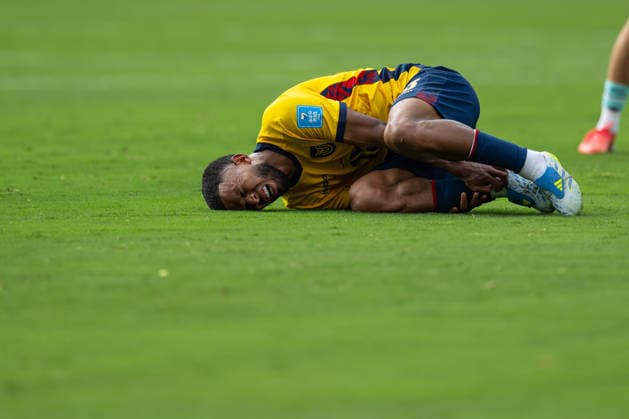 260625 Pedro Vite of Ecuador in pain during the FIFA World Cup, WM, Weltmeisterschaft, Fussball 2026 group stage football match between Ecuador and Germany on June 25, 2026 in New Jersey. Photo: Jon Olav Nesvold BILDBYRAN COP 217 JE0136 fotboll football soccer fotball vm fotbolls-vm fotball-vm fotbolls-vm 2026 fifa world cup 2026 15 bbeng bbauto *** 260625 Pedro Vite of Ecuador in pain during the 2026 FIFA World Cup group stage soccer match between Ecuador and Germany on June 25, 2026 in New Jersey. Photo by Jon Olav Nesvold, BILDBYRAN COP 217 JE0136 soccer football fotball World Cup 2026 FIFA World Cup 2026 15 bbeng bbauto  Copyright: JONxOLAVxNESVOLD BB260625JE058