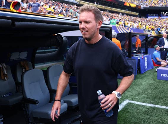 New Jersey, USA, 25th June 2026. Julian Nagelsmann, head coach of Germany, during the Ecuador vs Germany FIFA World Cup, WM, Weltmeisterschaft, Fussball match at Metlife Stadium, New Jersey. Picture credit should read: Paul Terry Sportimage EDITORIAL USE ONLY. No use with unauthorised audio, video, data, fixture lists, club league logos or live services. Online in-match use limited to 120 images, no video emulation. No use in betting, games or single club league player publications. SPI_040_PT_Ecuador_Germany SPI-4841-0040