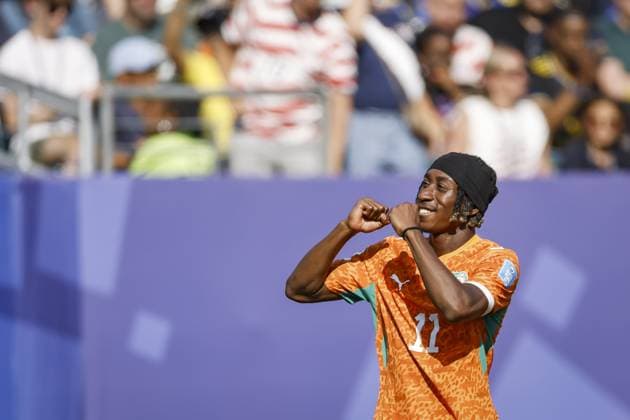 PHILADELPHIA - (lr) Yan Diomande of Ivory Coast celebrates scoring the 0-2 during the 2026 FIFA World Cup, WM, Weltmeisterschaft, Fussball Group E match between Curacao and Ivory Coast at Philadelphia Stadium on June 25, 2026, in Philadelphia, United States. MAURICE VAN STEEN ANP FIFA World Cup 2026 - Group E 2026 xVIxANPxSportx xxANPxIVx 561979745 originalFilename: 561979745.jpg