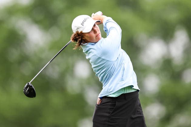 Jennifer Kupcho of the United States hits her tee shot on the third hole during the first round of the 2026 KPMG Women s PGA, Golf Herren Championship at Hazeltine National Golf Club on June 25, 2026 in Chaska, Minnesota. CSM. Chaska USA - ZUMAc04_ 20260625_zma_c04_018 Copyright: xStevenxGarciax