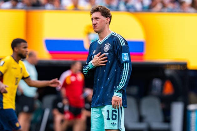 FIFA Fussball Weltmeisterschaft 2026, Gruppe E, Spiel 3, Ecuador vs Deutschand, 25.06.2026, Metlife-Stadion in New Jersey Angelo Stiller (Deutschland) *** 2026 FIFA World Cup, Group E, Match 3, Ecuador vs. Germany, June 25, 2026, MetLife Stadium in New Jersey, Angelo Stiller, Germany Copyright: xBahhoxKarax
