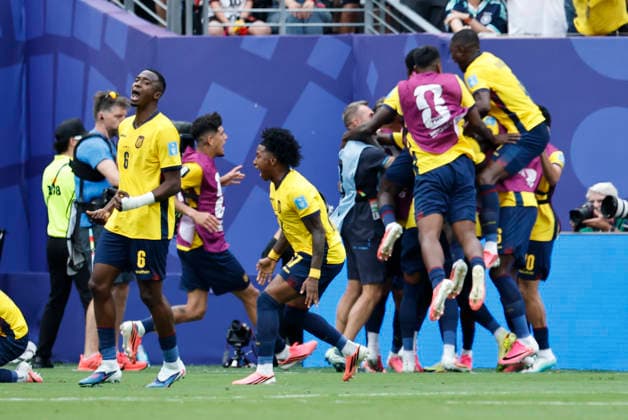 25.06.2026, Fussball, Herren, FIFA Weltmeisterschaft 2026, Vorrunde, Gruppe E, New York, Ecuador - Deutschland, Torjubel zum 2:1, Torschütze: Gonzalo Plata (Ecuador) New York MetLife Stadium New York Vereinigte Staaten von Amerika (US) *** June 25, 2026, Soccer, Men s, 2026 FIFA World Cup, Group Stage, Group E, New York, Ecuador vs. Germany, Celebration of the 2-1 goal, Goal scorer: Gonzalo Plata, Ecuador, New York, MetLife Stadium, New York, United States of America, US Copyright: xSebastianxBachx
