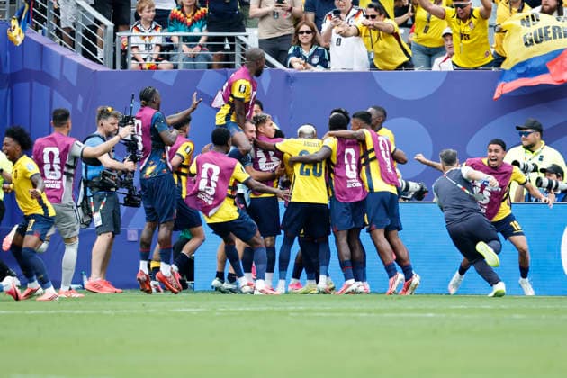 25.06.2026, Fussball, Herren, FIFA Weltmeisterschaft 2026, Vorrunde, Gruppe E, New York, Ecuador - Deutschland, Torjubel zum 2:1, Torschütze: Gonzalo Plata (Ecuador) New York MetLife Stadium New York Vereinigte Staaten von Amerika (US) *** June 25, 2026, Soccer, Men s, 2026 FIFA World Cup, Group Stage, Group E, New York, Ecuador vs. Germany, Celebration of the 2-1 goal, Goal scorer: Gonzalo Plata, Ecuador, New York, MetLife Stadium, New York, United States of America, US Copyright: xSebastianxBachx