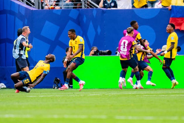 FIFA Fussball Weltmeisterschaft 2026, Gruppe E, Spiel 3, Ecuador vs Deutschand, 25.06.2026, Metlife-Stadion in New Jersey Tor zum 2:1 durch Gonzalo Plata *** 2026 FIFA World Cup, Group E, Match 3, Ecuador vs. Germany, June 25, 2026, MetLife Stadium in New Jersey; Gonzalo Plata scores the goal to make it 2–1 Copyright: xBahhoxKarax