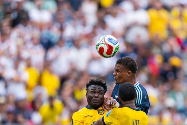 260625 Jordy Caicedo and Pedro Vite of Ecuador against Nico Schlotterbeck of Germany during the FIFA World Cup, WM, Weltmeisterschaft, Fussball 2026 group stage football match between Ecuador and Germany on June 25, 2026 in New Jersey. Photo: Jon Olav Nesvold BILDBYRAN COP 217 JE0136 fotboll football soccer fotball vm fotbolls-vm fotball-vm fotbolls-vm 2026 fifa world cup 2026 15 bbeng bbauto *** June 25, 2026: Jordy Caicedo and Pedro Vite of Ecuador face off against Nico Schlotterbeck of Germany during the 2026 FIFA World Cup group stage soccer match between Ecuador and Germany on June 25, 2026 in New Jersey. Photo by Jon Olav Nesvold. BILDBYRAN COP 217 JE0136 soccer football fotball World Cup soccer World Cup 2026 FIFA World Cup 2026 15 bbeng bbauto  Copyright: JONxOLAVxNESVOLD BB260625JE083