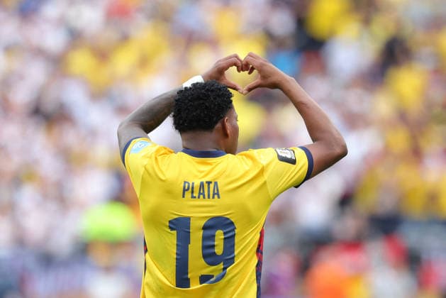 Gonzalo Plata of Ecuador celebrates a goal during a Group E match at the 2026 FIFA World Cup, WM, Weltmeisterschaft, Fussball between Ecuador and Germany at MetLife stadium in New Jersey, United States, 25 June 2026. FIFA World Cup 2026 - Group E - Ecuador vs Germany !ACHTUNG: NUR REDAKTIONELLE NUTZUNG!  Copyright: xSebastiaoxMoreirax GR4600 20260625-55020711530_1