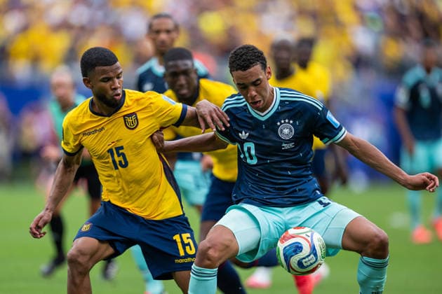 260625 Pedro Vite of Ecuador and Jamal Musiala of Germany during the FIFA World Cup, WM, Weltmeisterschaft, Fussball 2026 group stage football match between Ecuador and Germany on June 25, 2026 in New Jersey. Photo: Jon Olav Nesvold BILDBYRAN COP 217 JE0136 fotboll football soccer fotball vm fotbolls-vm fotball-vm fotbolls-vm 2026 fifa world cup 2026 15 bbeng bbauto *** June 25, 2026: Pedro Vite of Ecuador and Jamal Musiala of Germany during the 2026 FIFA World Cup group stage soccer match between Ecuador and Germany on June 25, 2026 in New Jersey. Photo by Jon Olav Nesvold, BILDBYRAN COP 217 JE0136 soccer football fotball World Cup soccer World Cup 2026 FIFA World Cup 2026 15 bbeng bbauto  Copyright: JONxOLAVxNESVOLD BB260625JE086