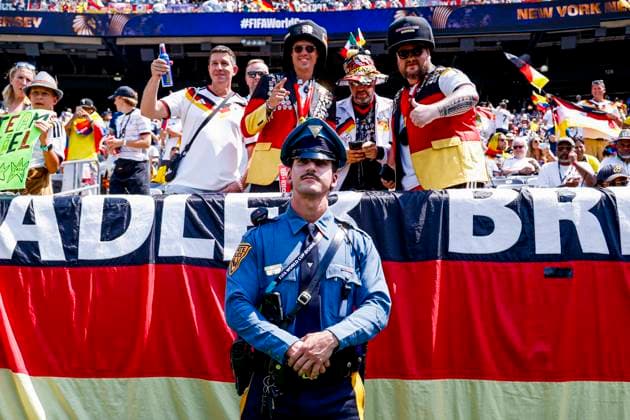 police officer and fans of Germany , Group E - FIFA World Cup, WM, Weltmeisterschaft, Fussball 2026, Ecuador v Germany, New York New Jersey Stadium, June 25, 2026, East Rutherford, United States.