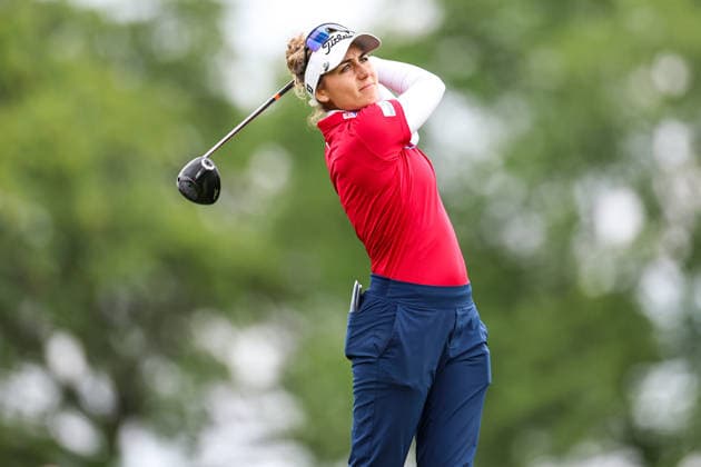 Nastasia Nadaud of France hits her tee shot on the third tee during the first round of the 2026 KPMG Women s PGA, Golf Herren Championship at Hazeltine National Golf Club on June 25, 2026 in Chaska, Minnesota. CSM. Chaska USA - ZUMAc04_ 20260625_zma_c04_150 Copyright: xStevenxGarciax