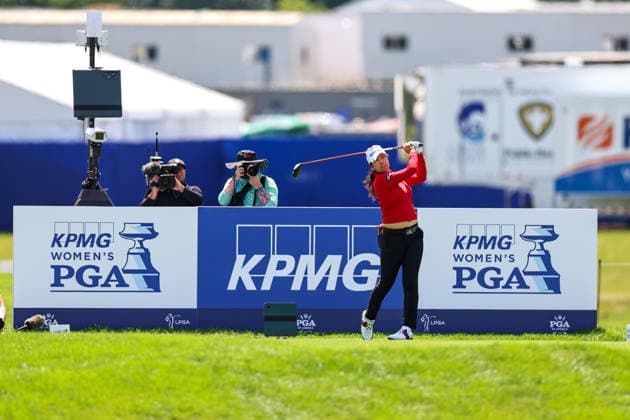 A Lim Kim of South Korea hits her tee shot on the ninth tee during the first round of the 2026 KPMG Women s PGA, Golf Herren Championship at Hazeltine National Golf Club on June 25, 2026 in Chaska, Minnesota. CSM. Chaska USA - ZUMAc04_ 20260625_zma_c04_155 Copyright: xStevenxGarciax