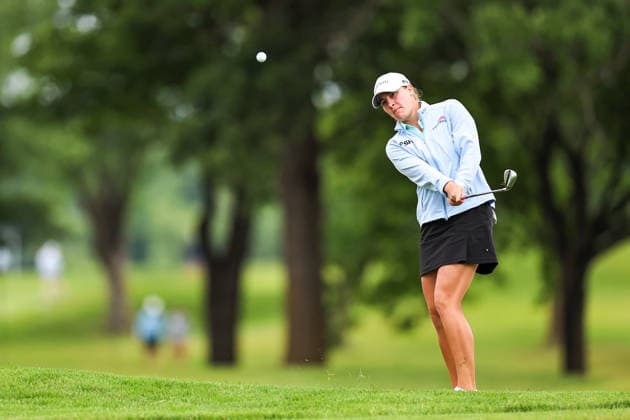 Jennifer Kupcho of the United States plays an approach shot from the 11th fairway during the first round of the 2026 KPMG Women s PGA, Golf Herren Championship at Hazeltine National Golf Club on June 25, 2026 in Chaska, Minnesota. CSM. Chaska USA - ZUMAc04_ 20260625_zma_c04_159 Copyright: xStevenxGarciax