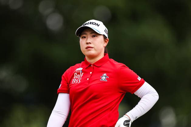 Rio Takeda of Japan looks on after sinking a putt on the third green during the first round of the 2026 KPMG Women s PGA, Golf Herren Championship at Hazeltine National Golf Club on June 25, 2026 in Chaska, Minnesota. CSM. Chaska USA - ZUMAc04_ 20260625_zma_c04_183 Copyright: xStevenxGarciax