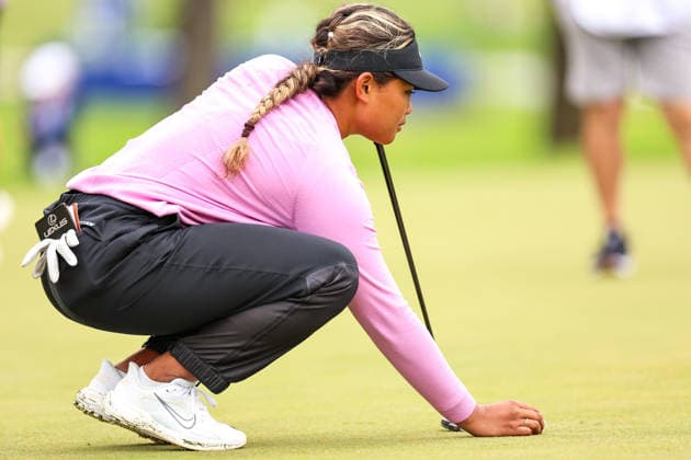 Amari Avery of the United States lines up a putt on the third green during the first round of the 2026 KPMG Women s PGA, Golf Herren Championship at Hazeltine National Golf Club on June 25, 2026 in Chaska, Minnesota. CSM. Chaska USA - ZUMAc04_ 20260625_zma_c04_182 Copyright: xStevenxGarciax