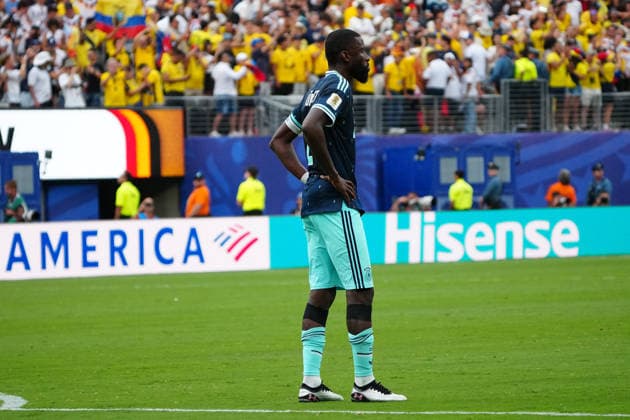 Antonio Rüdiger (Deutschland Germany) enttäuscht nach der Niederlage - New York 25.06.2026: Deutschland vs. Ecuador, MetLife Stadium, World Cup 26 Gruppe E, 3. Spieltag *** Antonio Rüdiger, Germany, disappointed after the loss in New York on June 25, 2026: Germany vs. Ecuador, MetLife Stadium, World Cup 2026, Group E, Matchday 3