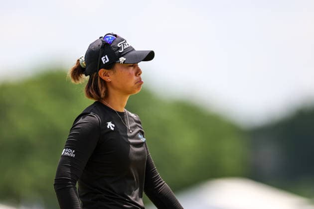 Danielle Kang of the United States reacts after putting to finish her round on the ninth green during the first round of the 2026 KPMG Women s PGA, Golf Herren Championship at Hazeltine National Golf Club on June 25, 2026 in Chaska, Minnesota. CSM. Chaska USA - ZUMAc04_ 20260625_zma_c04_191 Copyright: xStevenxGarciax