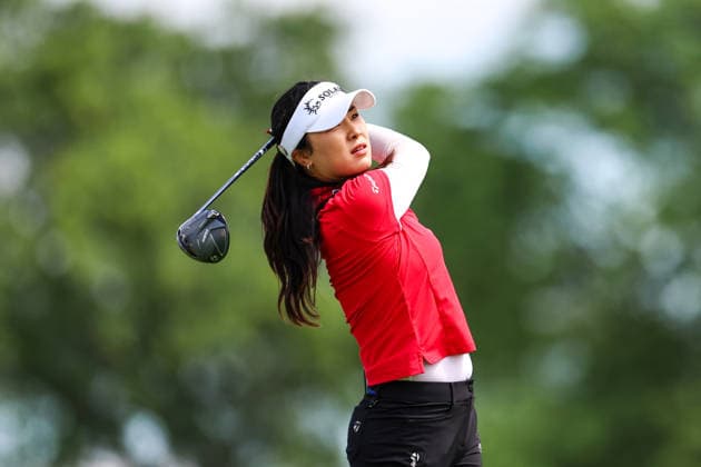 Ina Yoon of South Korea hits her tee shot on the third tee during the first round of the 2026 KPMG Women s PGA, Golf Herren Championship at Hazeltine National Golf Club on June 25, 2026 in Chaska, Minnesota. CSM. Chaska USA - ZUMAc04_ 20260625_zma_c04_198 Copyright: xStevenxGarciax